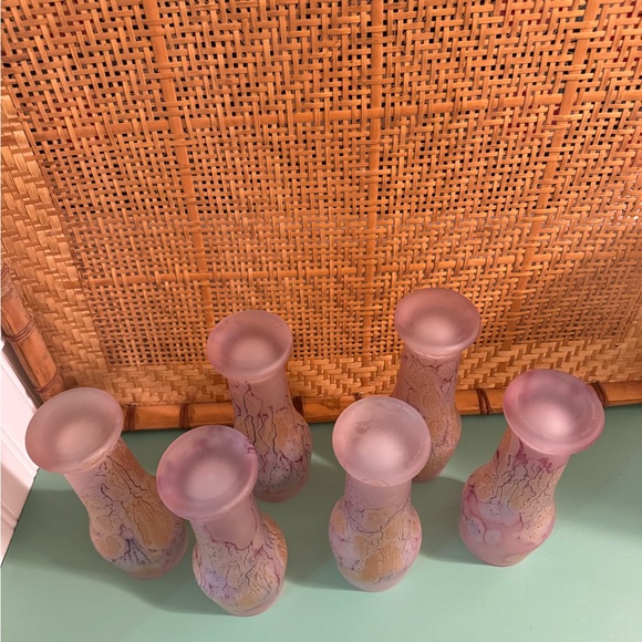 VINTAGE SET OF 6 RUEVEN FROSTED ART GLASS SMALL PILSNER GLASSES - Picture 7 of 7